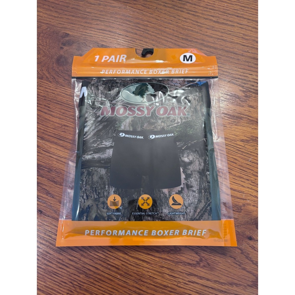 Mossy Oak Performance Boxer Briefs Mens Medium Camo Black Underwear 1 Pair NIP